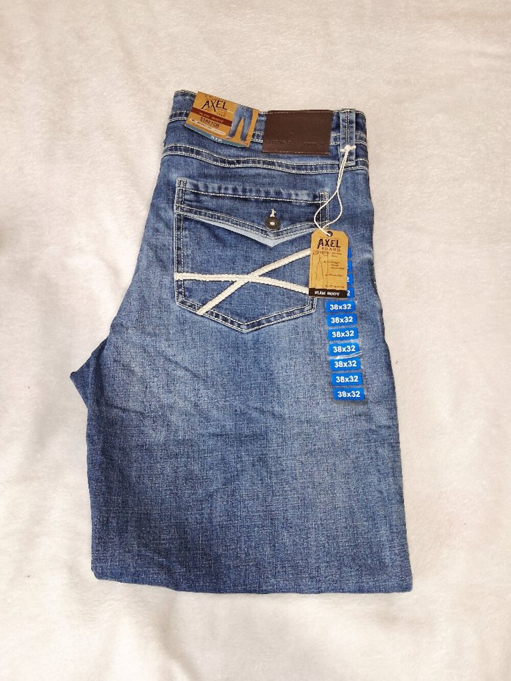 TK Axel Mens Jeans 38x32 Slim Boot Cut Stretch Flap Pocket Denim NEW